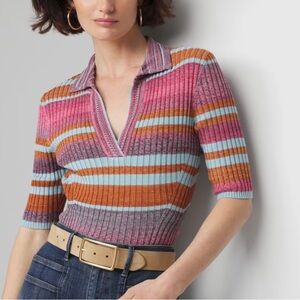 White House Black Market Multicolor Henley Top